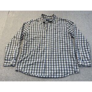Chaps Shirt Men's XL Blue Yellow Plaid Easy Care Long Sleeve Button Front